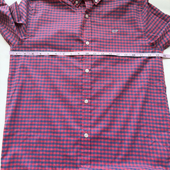 Vineyard Vines Mens Red Navy Cotton Gingham Check Button Down Shirt XL - Picture 9 of 10